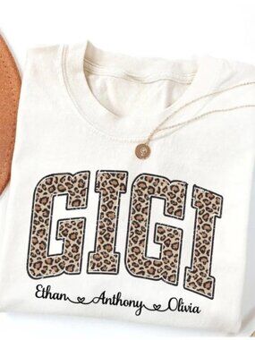 Leopard Gigi Shirt with Children Names Gigi Shirt, Leopard Gigi Shirt